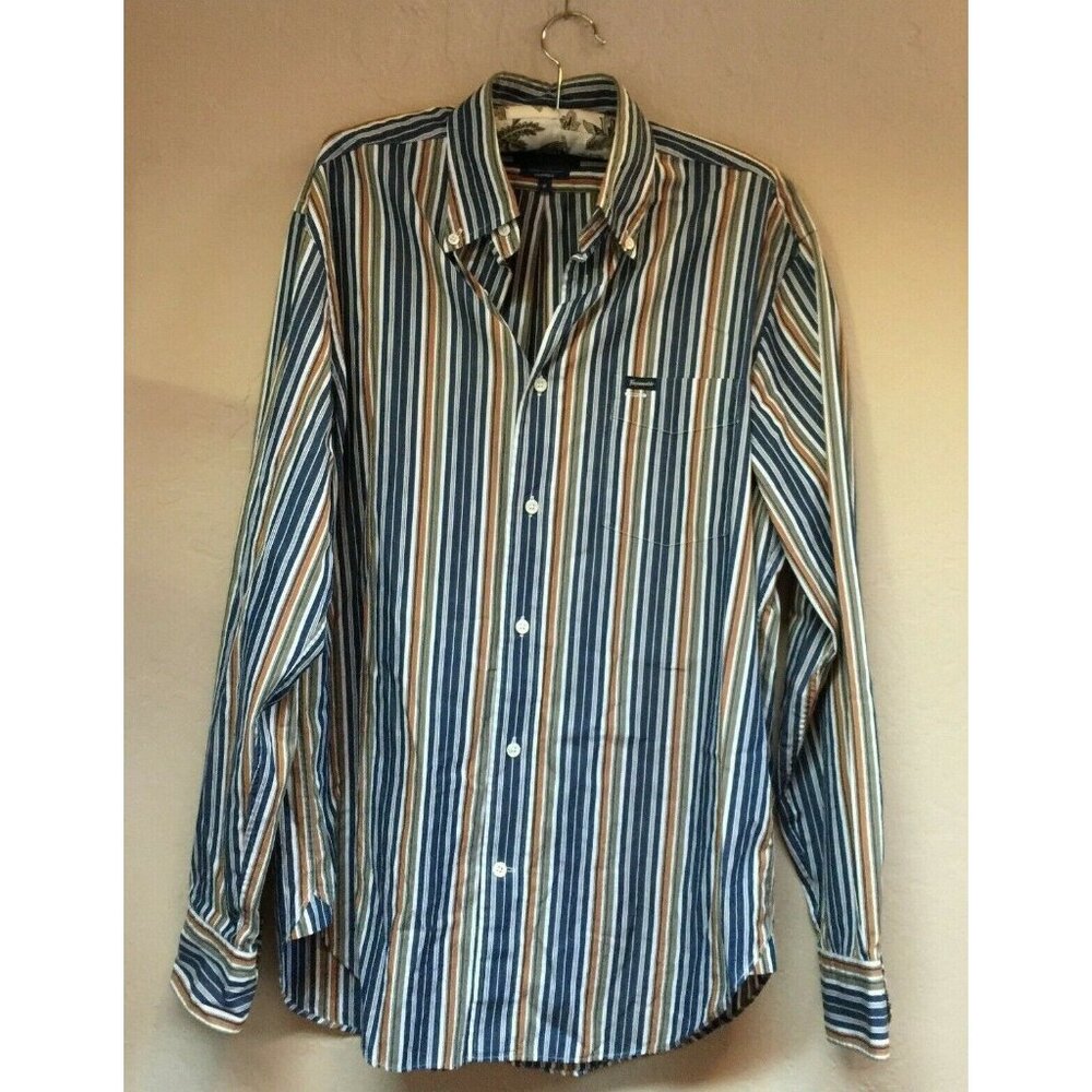 Faconnable Men Medium Classique Fit Button-Down Striped Shirt Long Sleeve Casual